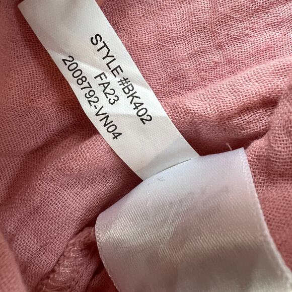 J Crew Gauze Smocked Ruffleneck Top Dusty Pink Women's L - Picture 7 of 8